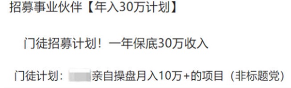 年薪30万的招聘合伙人项目