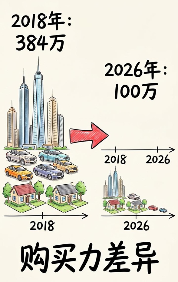 你敢信吗？2026年的100万等于2018年的384万！​